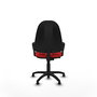 Silla de oficina Algarra con mecanismo Contacto permanente básico tapizada con Similpiel color Rojo. Equipada con Base poliamida negra, Brazos fijosy Topes
