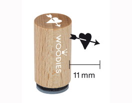 Woodies Sello mini de madera y caucho corazón con flecha 15x25mm