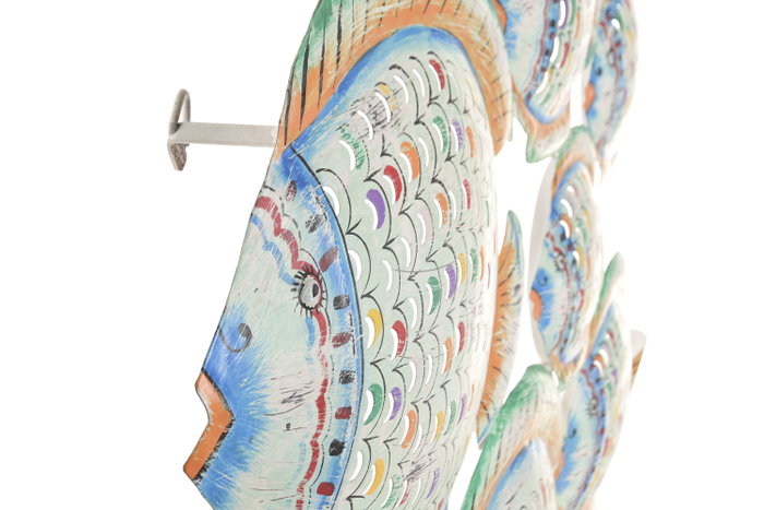 DKD Home Decor Decoración de pared de metal con peces, Azul y Multicolor DKD Home Decor Decoración de pared de metal con peces, Azul y Multicolor
