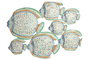 DKD Home Decor Decoración de pared de metal con peces, Azul y Multicolor