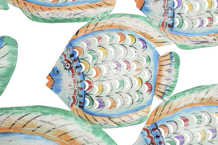 DKD Home Decor Decoración de pared de metal con peces, Azul y Multicolor DKD Home Decor Decoración de pared de metal con peces, Azul y Multicolor