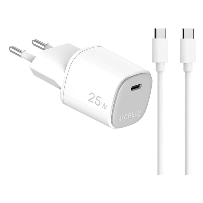 Celly Cargador GaN 25W 1C + Cable USB C a C