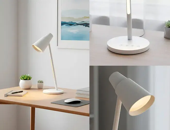 Q-connect Lámpara Escritorio LED 6W 360lm Táctil 3 Niveles Luz Nocturna Cabeza Orientable Blanco