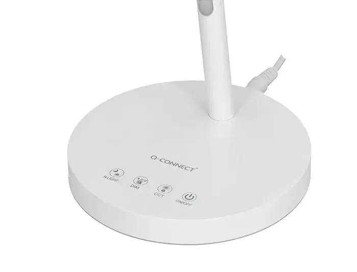 Q-connect Lámpara Escritorio LED 6W 360lm Táctil 3 Niveles Luz Nocturna Cabeza Orientable Blanco