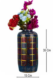 Aberto Design Maceta BK054 Decorativa de Cerámica Pintada a Mano Multicolor Ø15 cm Alto 35 cm
