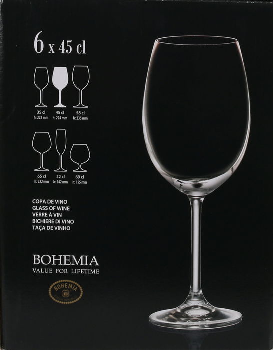 Bohemia Set 6 Copas de Vino Clara 450cc (4 Cajas)