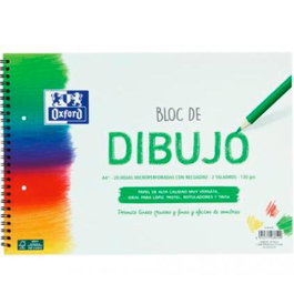 Oxford Bloc Dibujo Escolar Multitaladro A4+ Espiral 20 Hojas 130 gr Recuadro Blanco Set 5 Unidades (Set de 5)