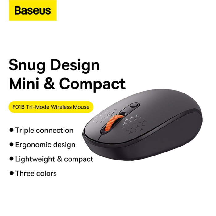 Baseus F01B Tri-Mode Mouse, Gris escarcha