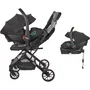 Nania Silla de Paseo Combinada 2 en 1 Rimini MYLA Silla de Auto con Base Isofix 4 Ruedas Negro NAN3760425910144