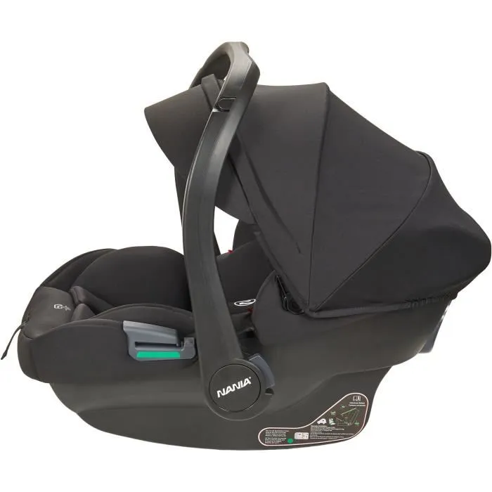 Nania Silla de Paseo Combinada 2 en 1 Rimini MYLA Silla de Auto con Base Isofix 4 Ruedas Negro NAN3760425910144