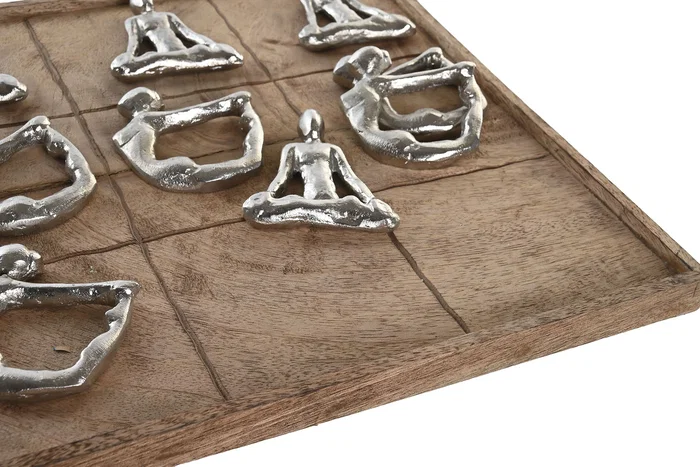 DKD Home Decor Juego de Mesa Tres en Raya en Mango y Aluminio