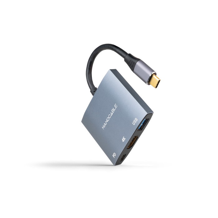 NANOCABLE Conversor USB-C a HDMI/USB3.0/USB-C PD, 15 cm, Gris, 3840 x 2160 Pixeles NANOCABLE Conversor USB-C a HDMI/USB3.0/USB-C PD, 15 cm, Gris, 3840 x 2160 Pixeles
