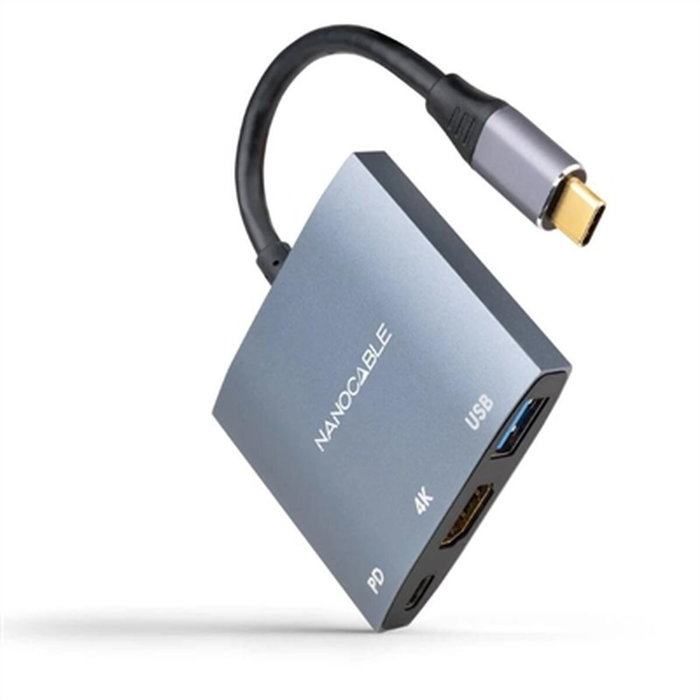Nanocable Conversor USB-C a HDMI 4K, USB 3.0 y USB-C PD, Gris Nanocable Conversor USB-C a HDMI 4K, USB 3.0 y USB-C PD, Gris