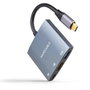 Nanocable Conversor USB-C a HDMI 4K, USB 3.0 y USB-C PD, Gris