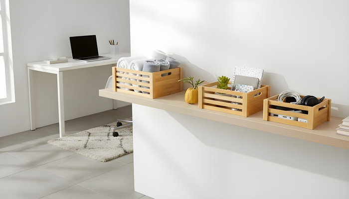 Inde Set 3 Cajas Bambú Organización 30.5x23x15.2 cm y 28x18 cm (6 Unidades)