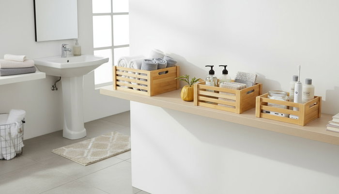 Inde Set 3 Cajas Bambú Organización 30.5x23x15.2 cm y 28x18 cm (6 Unidades)