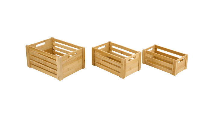 Inde Set 3 Cajas Bambú Organización 30.5x23x15.2 cm y 28x18 cm (6 Unidades)