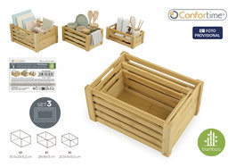 Inde Set 3 Cajas Bambú Organización 30.5x23x15.2 cm y 28x18 cm (6 Unidades)