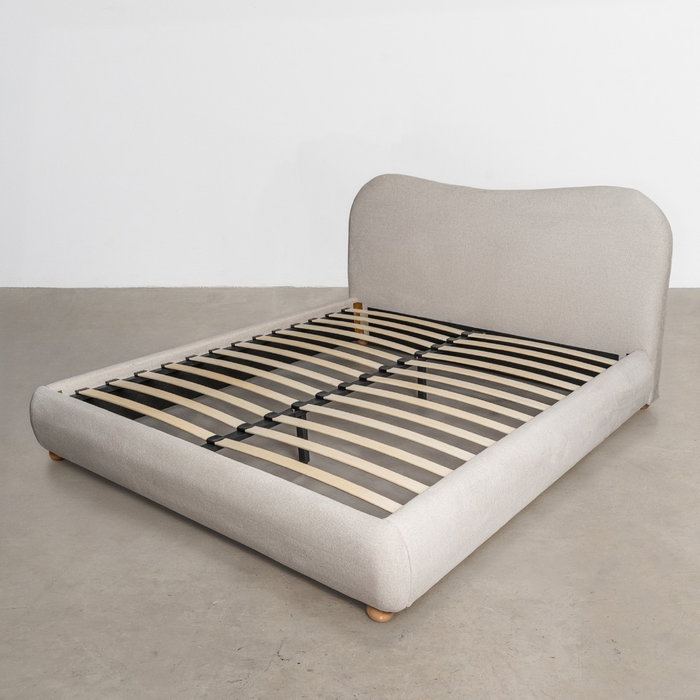 Cama Beige Tejido Dormitorio 160 X 217 X 94 cm