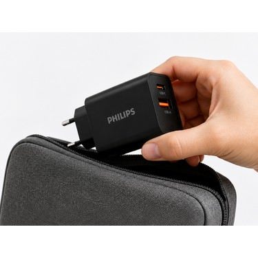 PHILIPS Cargador de móvil USB C + USB A Carga rápida