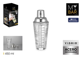 Inde My Bar Coctelera de Vidrio con Tapa de Acero 450 ml 19 cm (12 Unidades)