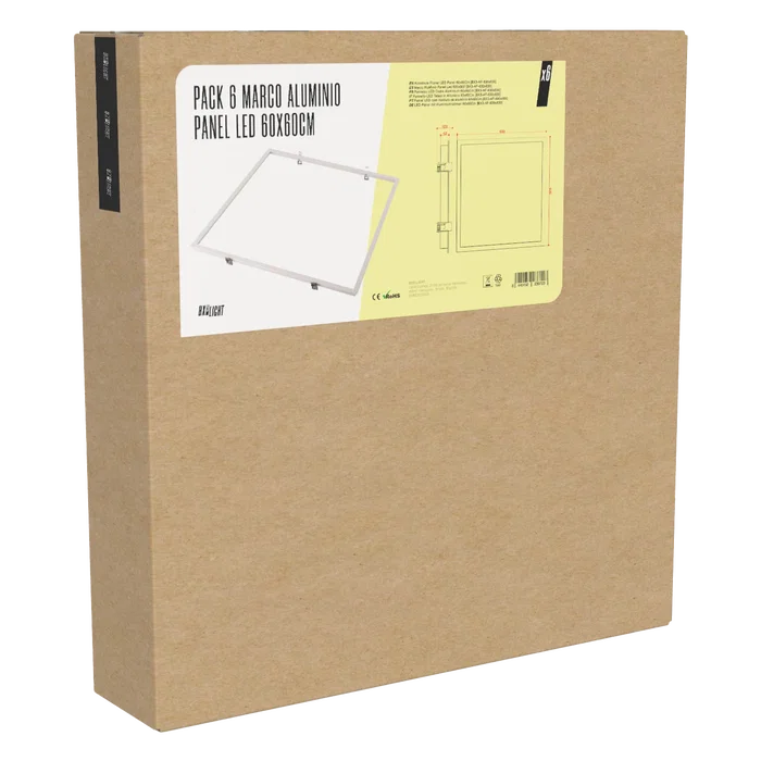 BX3 Light Pack de 6 Marcos de Aluminio para Panel LED BX3-AF-600x600 - Compatible con Paneles 600x600 mm