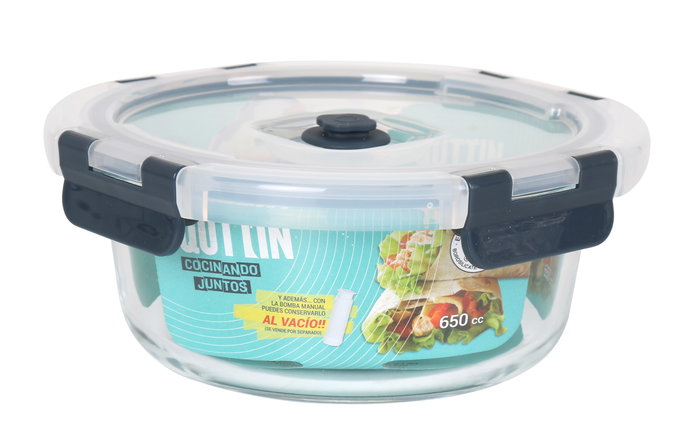 Quttin Fiambrera Redonda con Tapa Vacío Ø 17 x 7.1 cm 650 cc (6 Unidades)