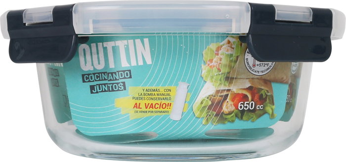 Quttin Fiambrera Redonda con Tapa Vacío Ø 17 x 7.1 cm 650 cc (6 Unidades)