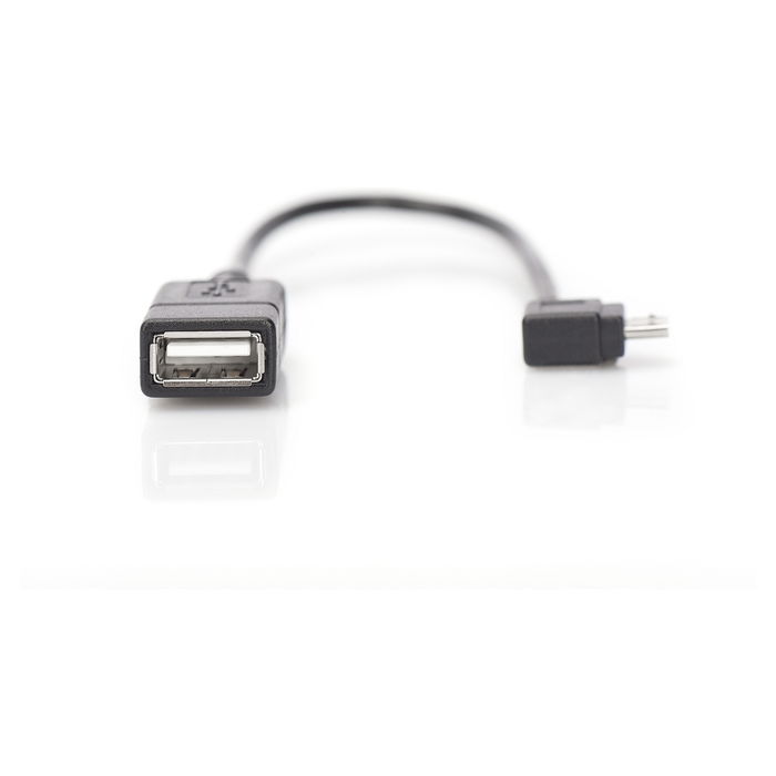 Digitus Adaptador USB OTG Micro-USB B a USB-A, Cable de 0.15 m, Negro