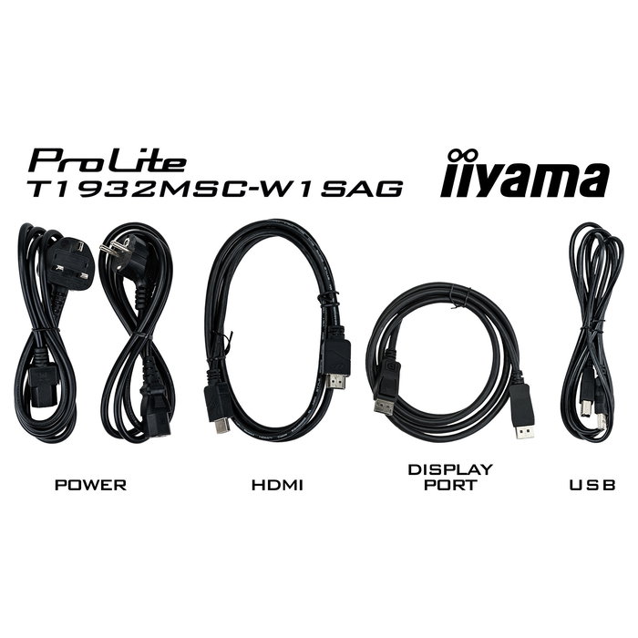 IIYAMA ProLite T1932MSC-W1SAG Monitor táctil 19" / 48.3 cm, Resolución 1280x1024 (5:4), Panel IPS, Multi-Touch, HDMI, DisplayPort, USB, Blanco