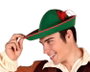 Atosa Sombrero Verde de Fieltro con Pluma Roja para Adulto