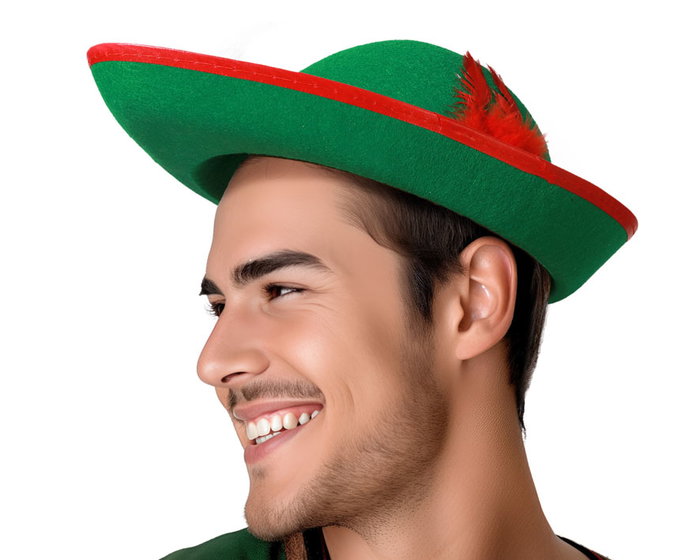 Sombrero Verde Fieltro Con Pluma Roja Para Disfraz Fantasía Adulto Polyester Sombrero Verde Fieltro Con Pluma Roja Para Disfraz Fantasía Adulto Polyester