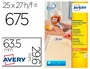 Avery Etiqueta Adhesiva Blanca Removible para Láser e Ink-jet 63,5x29,6 mm Caja 675 Unidades