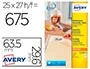 Avery Etiqueta Adhesiva Blanca Removible para Láser e Ink-jet 63,5x29,6 mm Caja 675 Unidades
