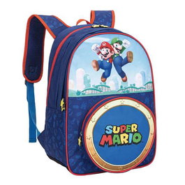 Toybags Mochila Super Mario con Bolsillo Frontal Redondo, Forrada y Personalizada, 28 x 23 x 10 cm