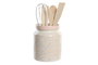 DKD Home Decor Set de 5 Botes para Utensilios Bandana Pastel Rosa y Blanco