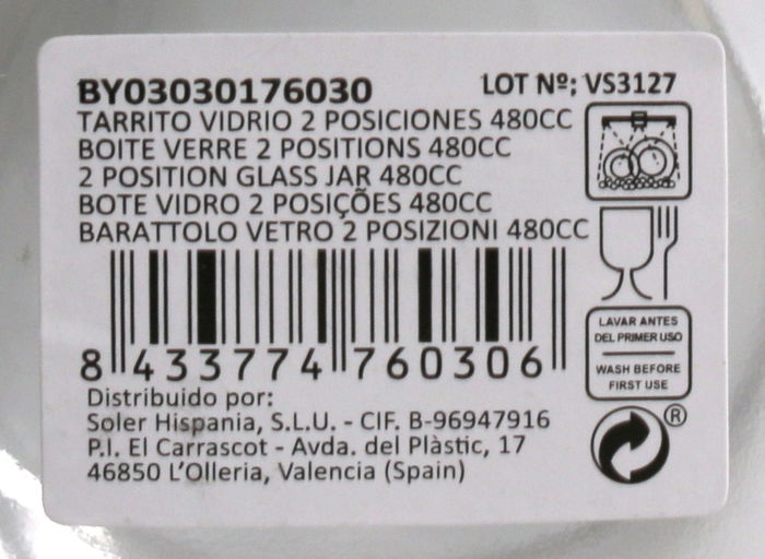 Mediterraneo Tarrito Vidrio 2 Posiciones 480 cc Medidas: 10.6x8.4x10.5 cm (24 Unidades)