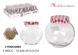 Mediterraneo Tarrito Vidrio 2 Posiciones 480 cc Medidas: 10.6x8.4x10.5 cm (24 Unidades)