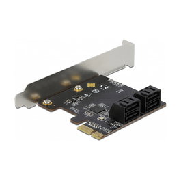 DeLOCK Tarjeta Controladora SATA de 4 Puertos PCI Express x1, Factor de Forma Perfil Bajo, PCIe, SATA 3.0, Compatible con Hot-Plug y SMART