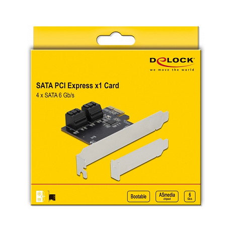 DeLOCK Tarjeta Controladora SATA de 4 Puertos PCI Express x1, Factor de Forma Perfil Bajo, PCIe, SATA 3.0, Compatible con Hot-Plug y SMART DeLOCK Tarjeta Controladora SATA de 4 Puertos PCI Express x1, Factor de Forma Perfil Bajo, PCIe, SATA 3.0, Compatible con Hot-Plug y SMART