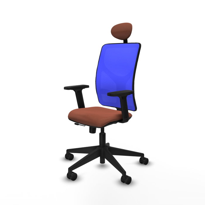 PIQUERAS Y CRESPO Silla de oficina Motilla con mecanismo Sincro/Traslack Marrón y Azul