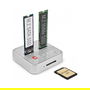 DeLOCK Docking Station SSD USB 3.2 para 2 M.2 NVMe SATA con Lector SD Express 7.1 y Función Clonación - Estación de Acoplamiento Plata