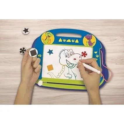 Lexibook LEX1693243073692 Pizarra Mágica Dinosaurios A5 con Accesorios Magnéticos y Lápiz para Niños a partir de 3 Años