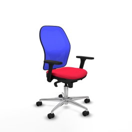 PIQUERAS Y CRESPO Silla de oficina Jorquera con mecanismo Sincro, Tela Roja y Malla Azul