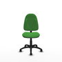 Silla de oficina Algarra con mecanismo Contacto permanente básico tapizada con Tela color Verde. Equipada con Base poliamida negra, Sin brazos y Ruedas de parqué