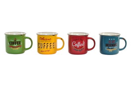 DKD Home Decor Mug Basicos Porcelana Retro Cafe 9.5 x 8.5 x 12.5 cm (12 Unidades)
