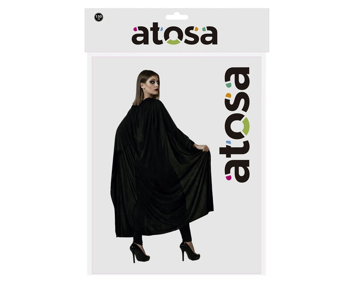 Capa Negra Larga 130 cm Para Disfraz Halloween Elegancia Misterio Vampiro Hechicero Oscuro Figura Espectral