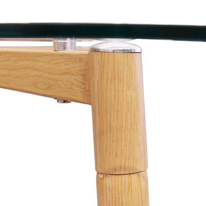 Home Deco Factory Mesa Comedor Essentiel Cristal y Metal Efecto Madera 75x115 cm