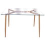 Home Deco Factory Mesa Comedor Essentiel Cristal y Metal Efecto Madera 75x115 cm