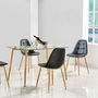 Home Deco Factory Mesa Comedor Essentiel Cristal y Metal Efecto Madera 75x115 cm
